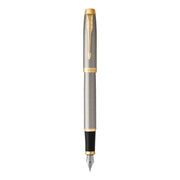 parker im fountain pen brushed metal gold trim medium nib
