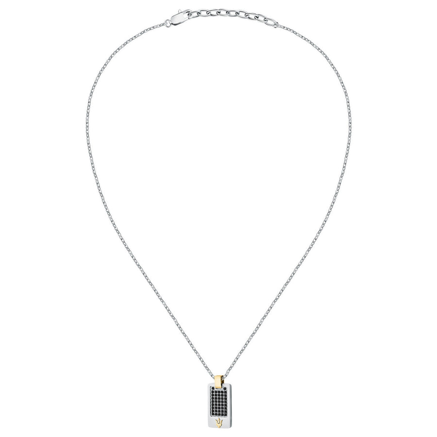 maserati jewels iconic pendant with black stone & ip yellow gold 45+5cm