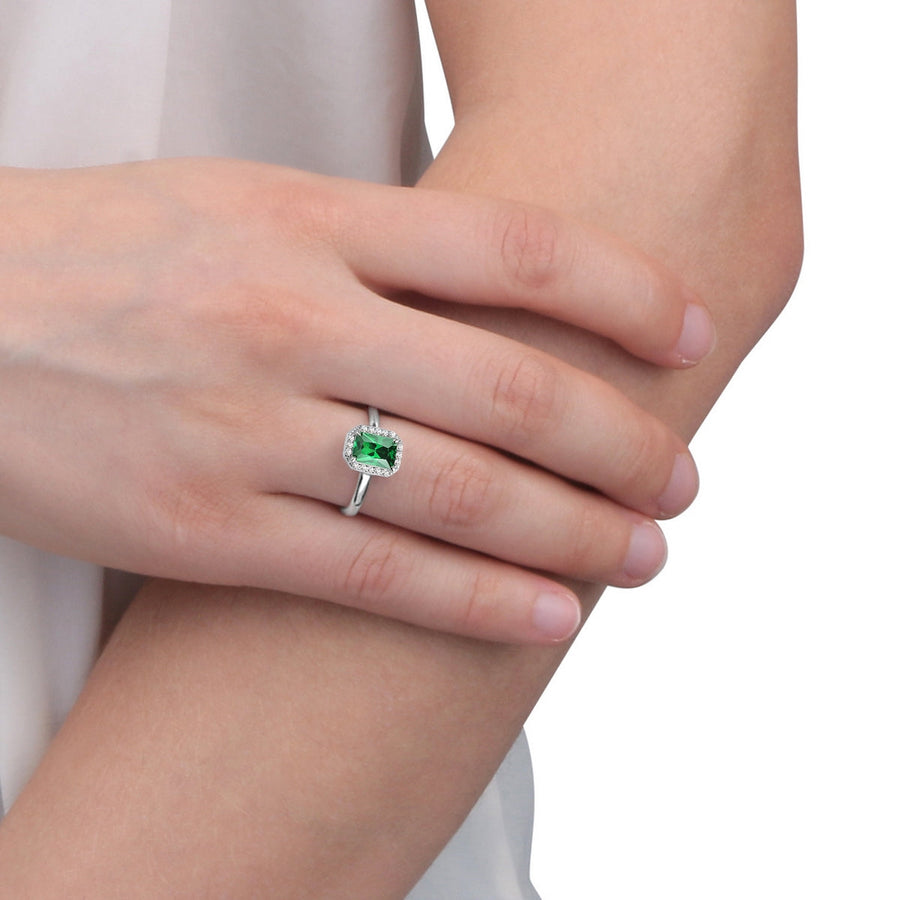 tesori silver ring cz emerald silver.925 size 14