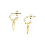 morellato 18k gold plated istanti  hoop earrings pave heart crystal