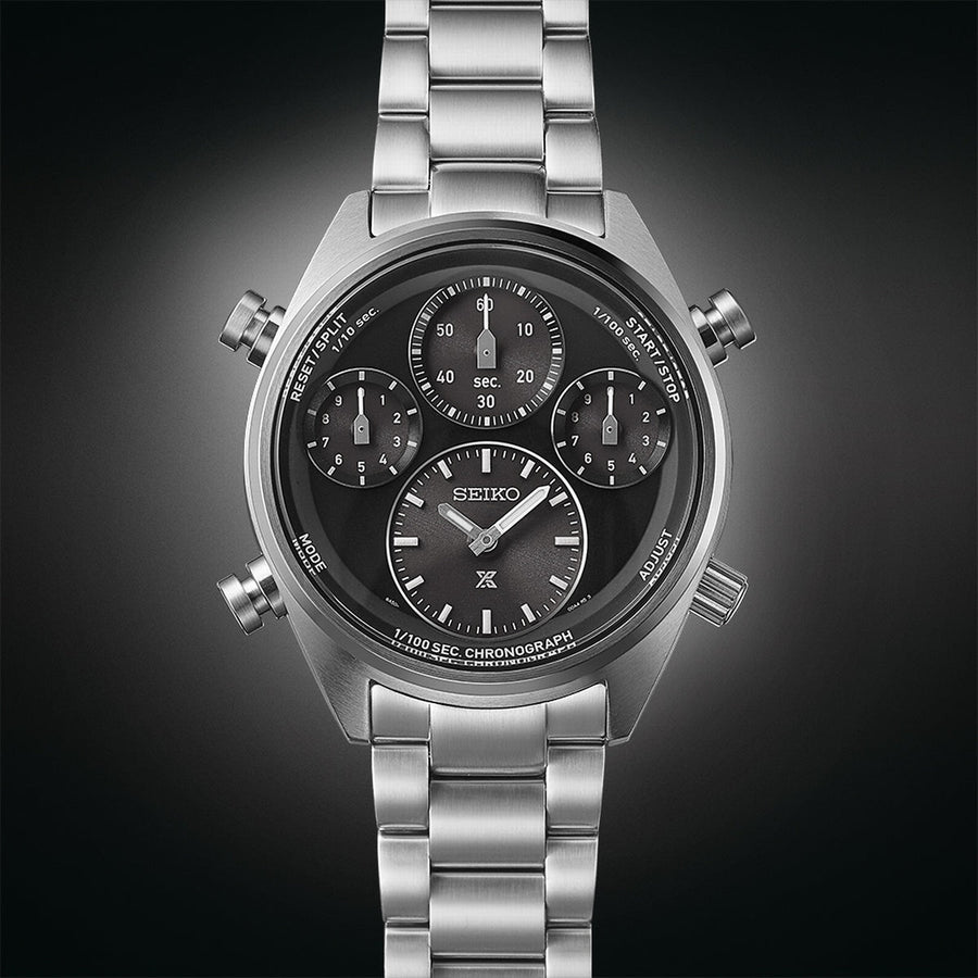 seiko prospex speedtimer �black on black� one hundredth of a second  solar chronograph