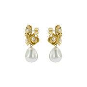 ted baker florelle: pearl flower drop earrings gold tone