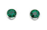 May Birthstone Sterling Silver Stud Earrings