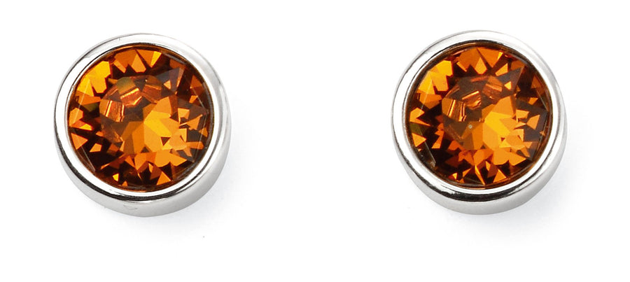 November Birth Stone Sterling Silver Stud Earrings