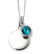 December Birth Stone Sterling Silver Disc & Chain