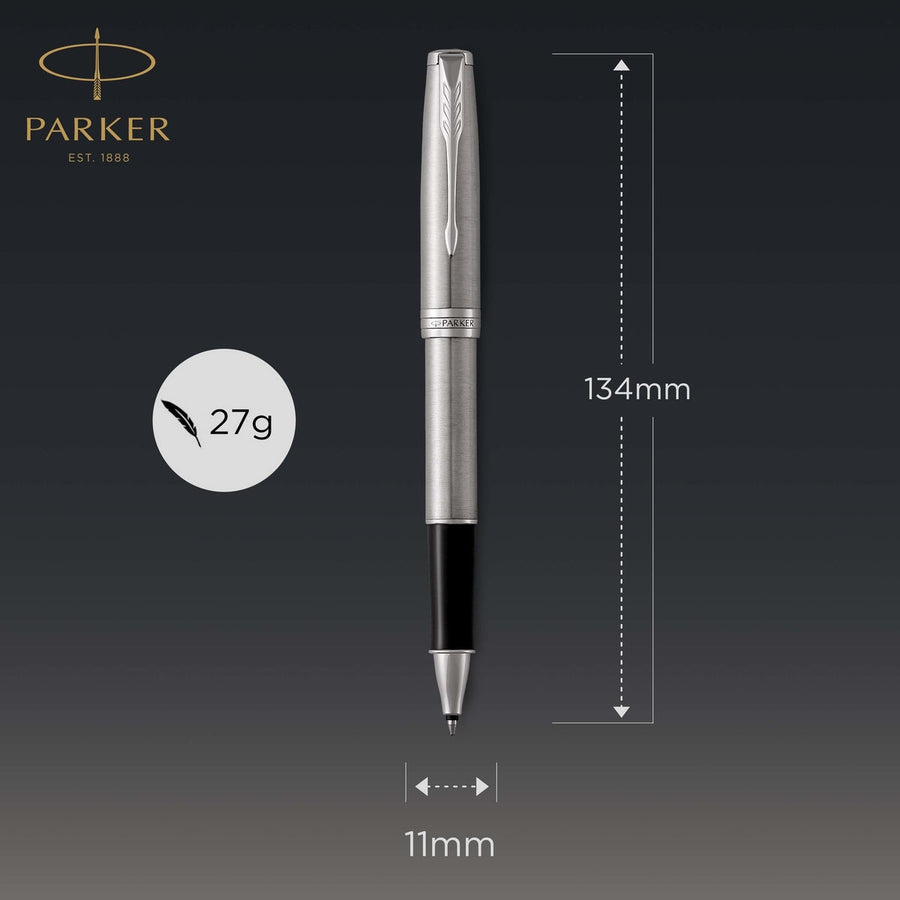 parker sonnet rollerball pen stainless steel with palladium trim fine point black ink