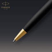 parker sonnet ballpoint pen matte black lacquer with gold trim medium point black ink