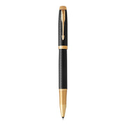 parker im rollerball premium black gold trim fine pen