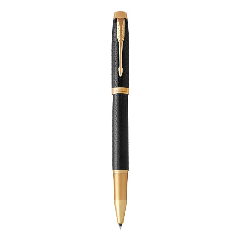 parker im rollerball premium black gold trim fine pen