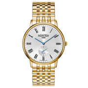 roamer galaxy gents gold plated white dial bracelet watch