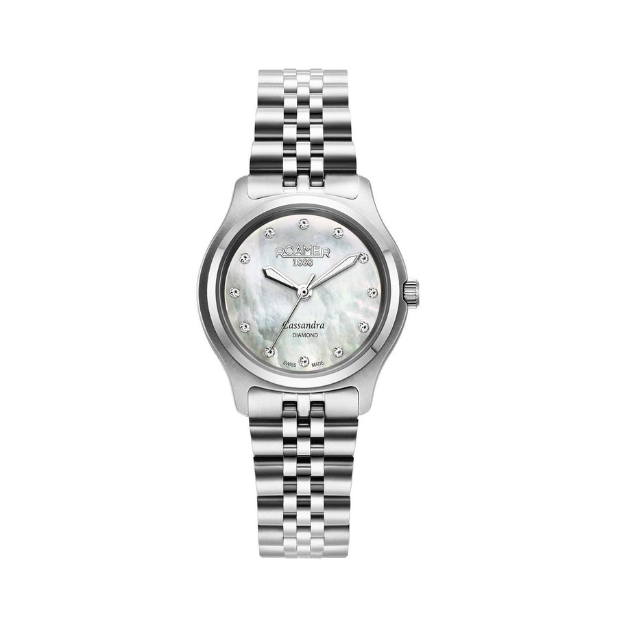 roamer cassandra diamond 31 mm stainless steel quartz watch mop dial