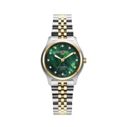 roamer cassandra diamond 31 mm two tone quartz watch green mop dial