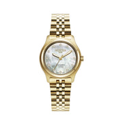 roamer cassandra diamond 31 mm gold plated quartz watch mop dial