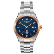 roamer r-100 automatic gents two tone blue dial stainless steel bracelet watch