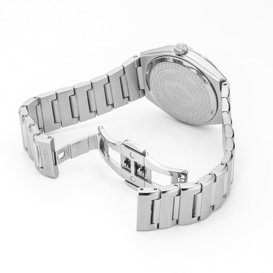 roamer eos classic ladies stainless steel blue dial bracelet watch