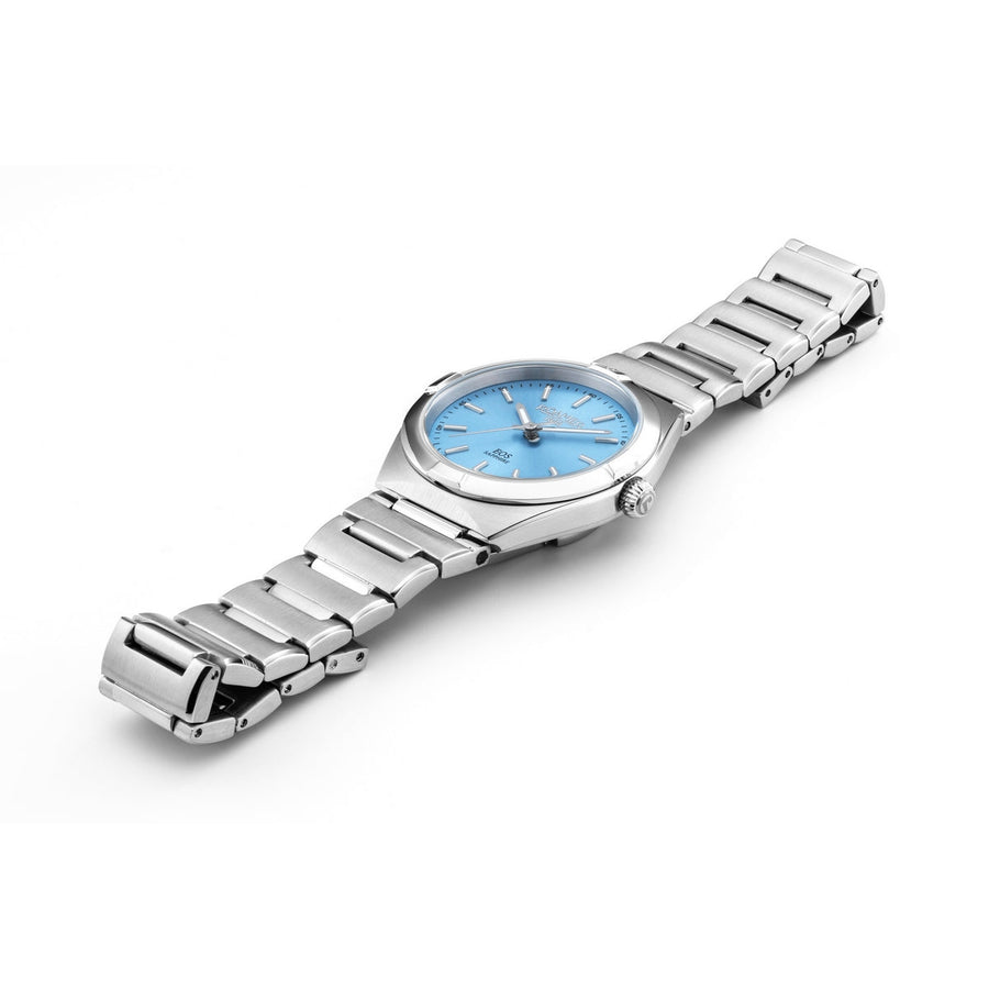 roamer eos classic ladies stainless steel blue dial bracelet watch