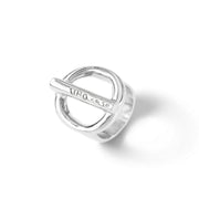 uno de 50 on / off 18mm ring in brass clad with silver.