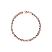 rose and white coloured twisted spring sparkle chain bracelet