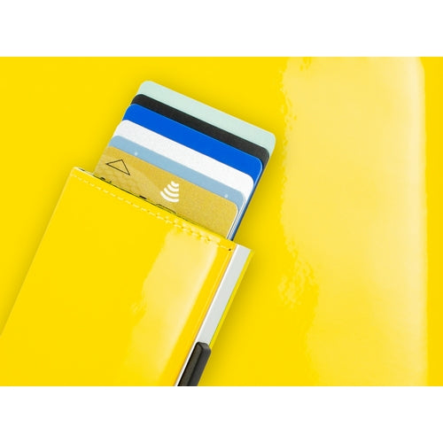 ogon cascade wallet yellow glossy leather 6 cards + cash
