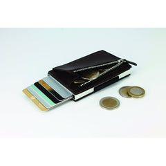 ogon cascade zipper wallet dark brown leather 6 cards + cash
