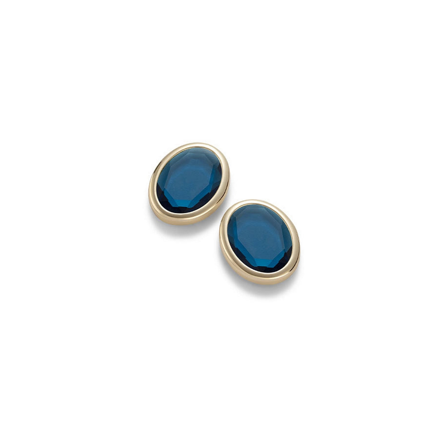 aquaforte caramelle ovali stud earrings with blue g faceted venitian glass