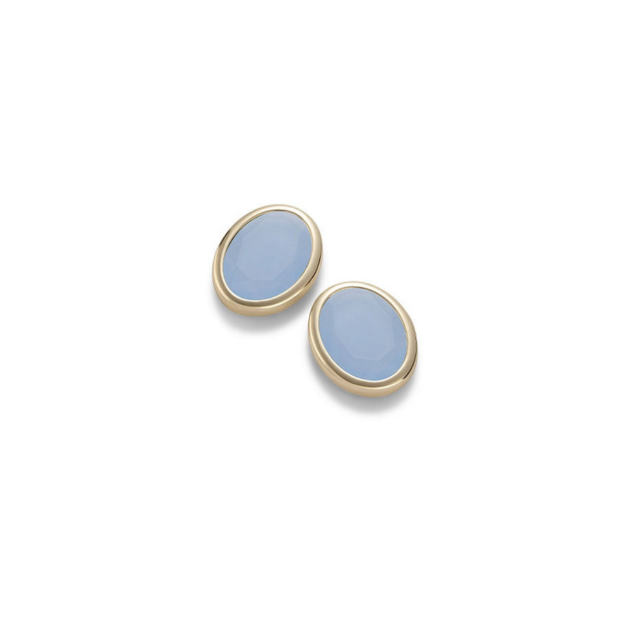 aquaforte caramelle ovali stud earrings with milky blue faceted venitian glass