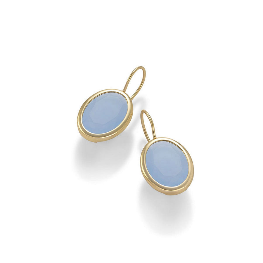 aquaforte caramelle ovali leverback earrings with milky blue  faceted venitian glass