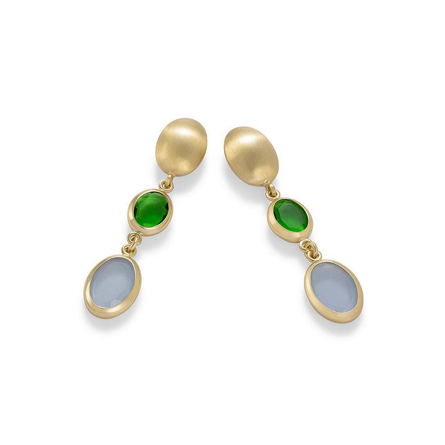 aquaforte caramelle ovali pendant earrings with two different  faceted venitian glass