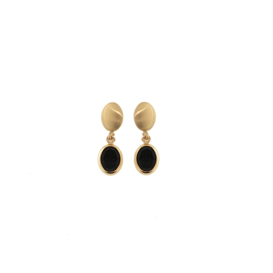 aquaforte mignon earrings with brushed element and black faceted glass  earrings