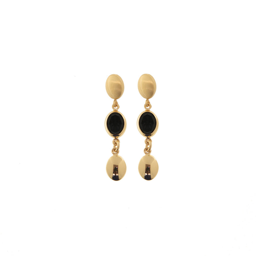 aquaforte mignon earring with double oval elements and black faceted glass  earrings