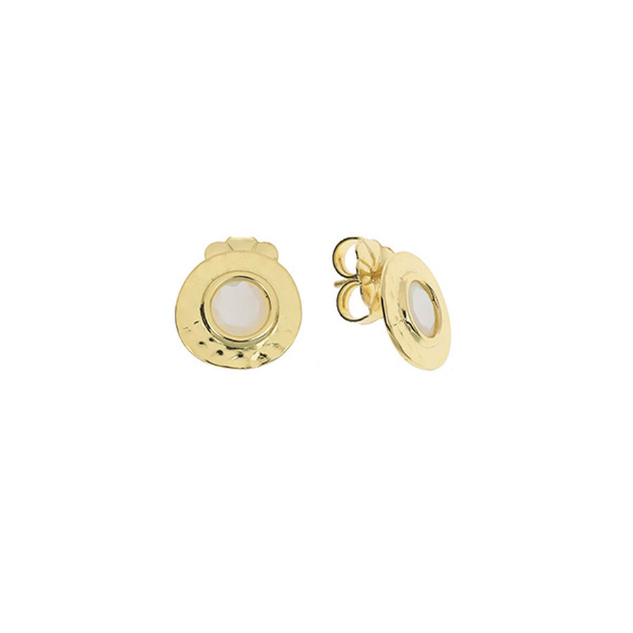 aquaforte nuova retro mother of pearl round inset earrings