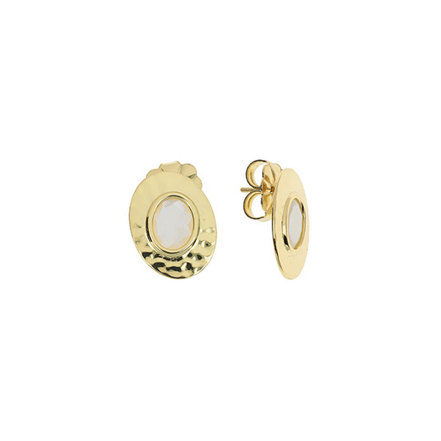 aquaforte nuova retro mother of pearl round inset earrings