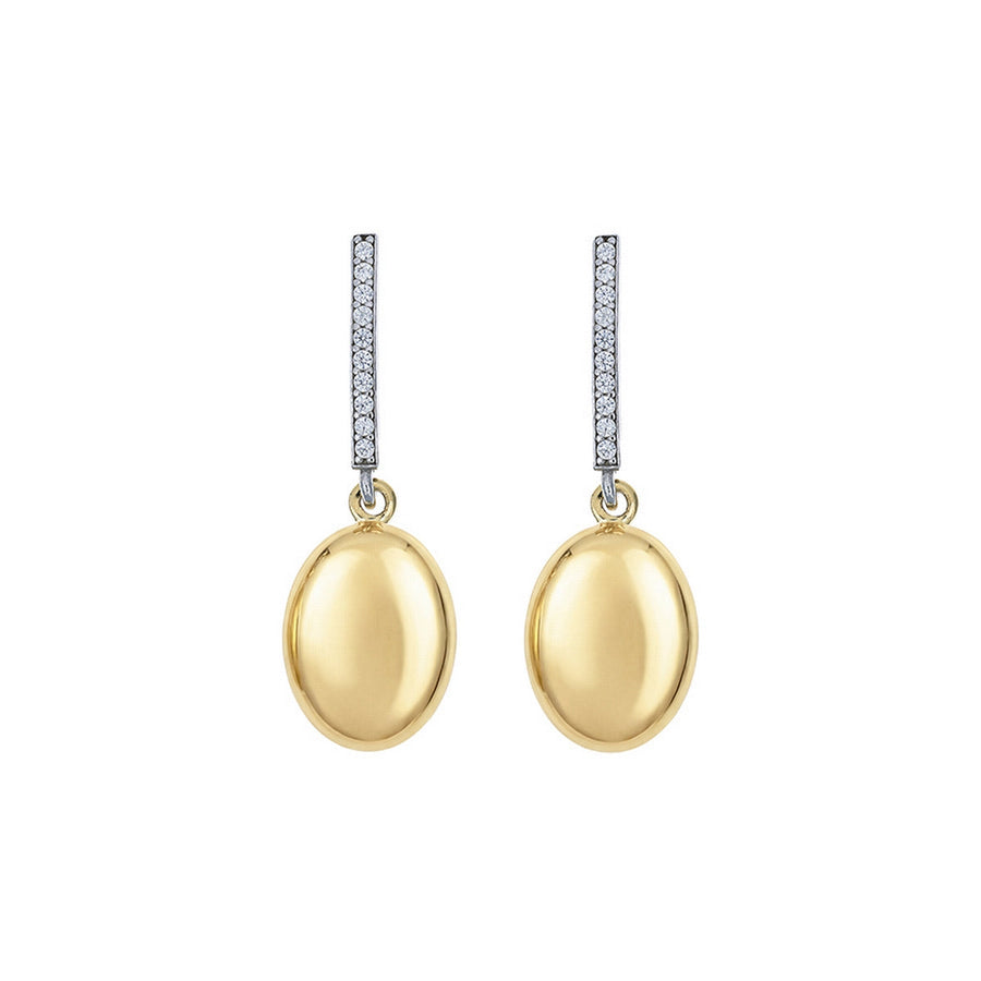 aquaforte i bicolore  polished large oval with curved encrusted cz earrings