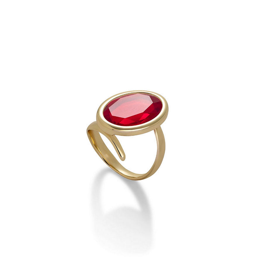 aquaforte caramelle ovali ring with red  faceted venitian glass