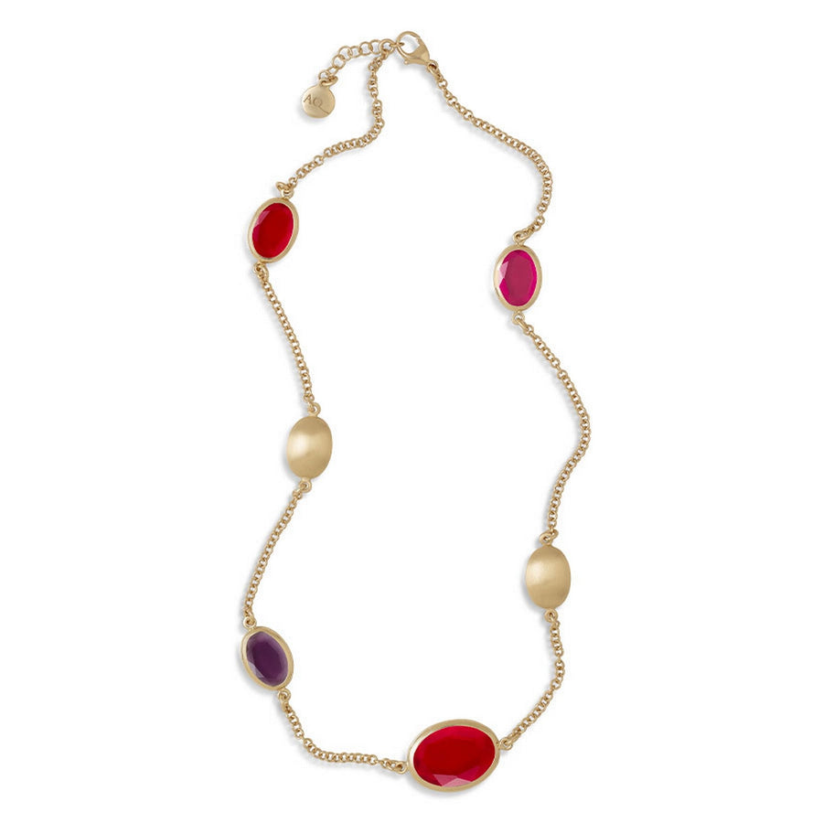 aquaforte caramelle ovali necklace with four red tones  faceted venitian glass
