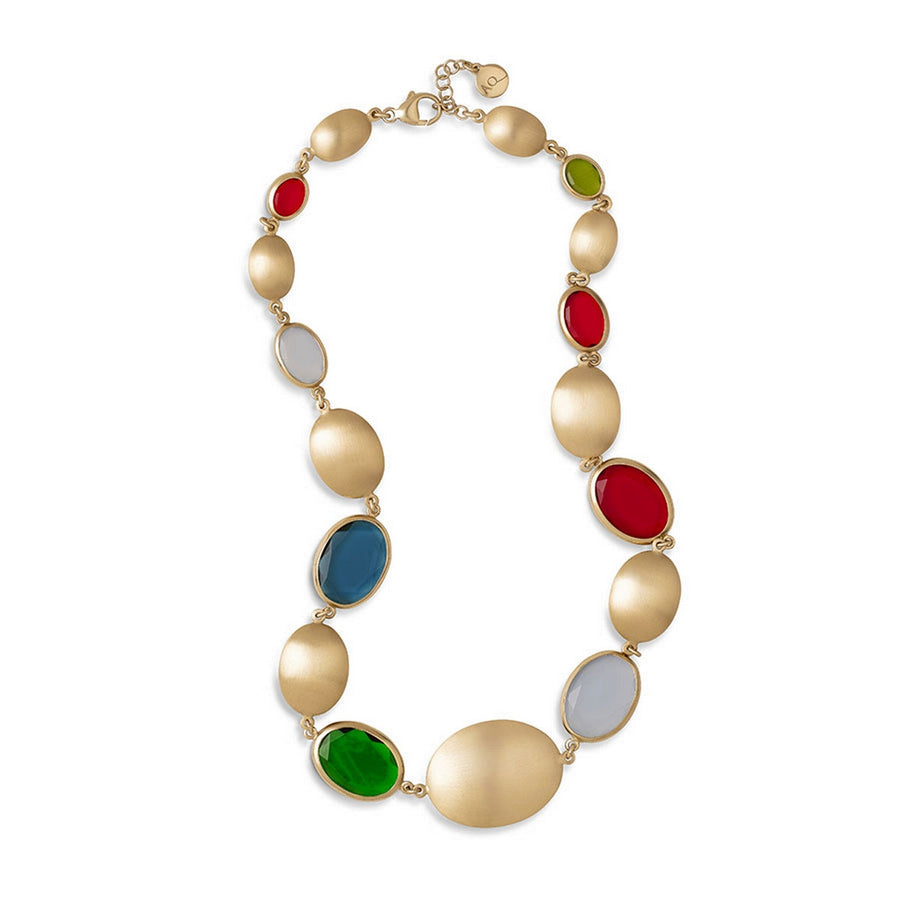 aquaforte caramelle ovali precious necklace with multicolor faceted venitian glass