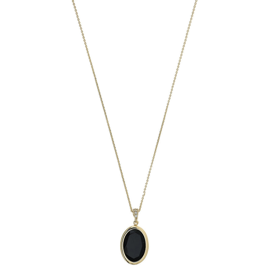aquaforte mignon necklace with obal black faceted glass  pendant