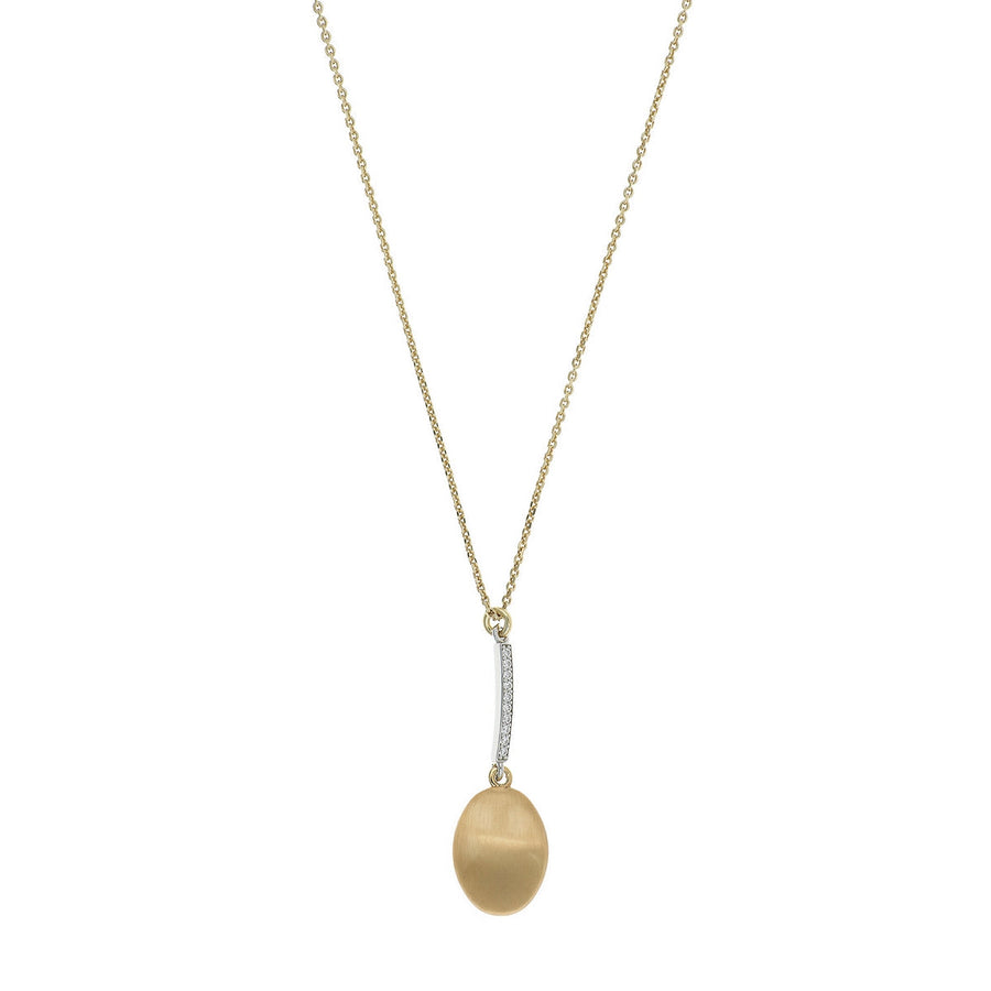 aquaforte i bicolore  brushed small oval with curved encrusted cz pendant