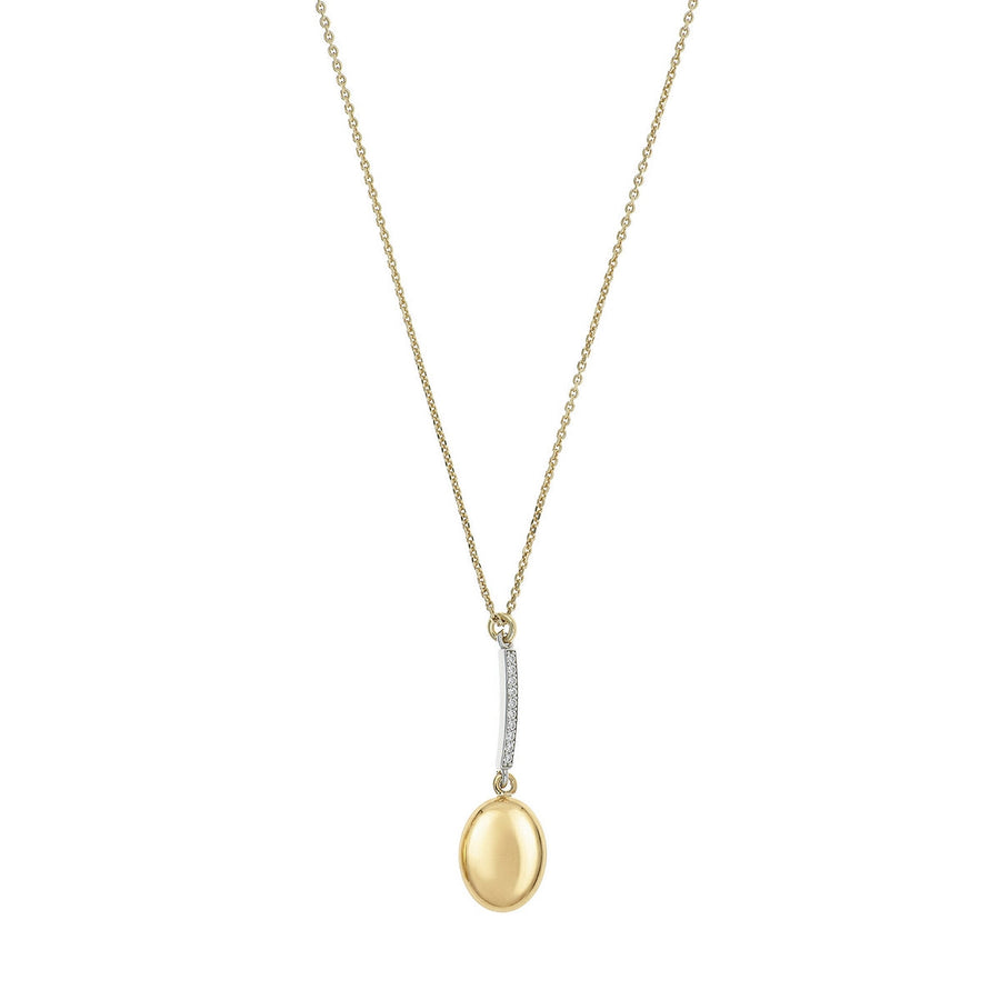 aquaforte i bicolore  polished small oval with curved encrusted cz pendant