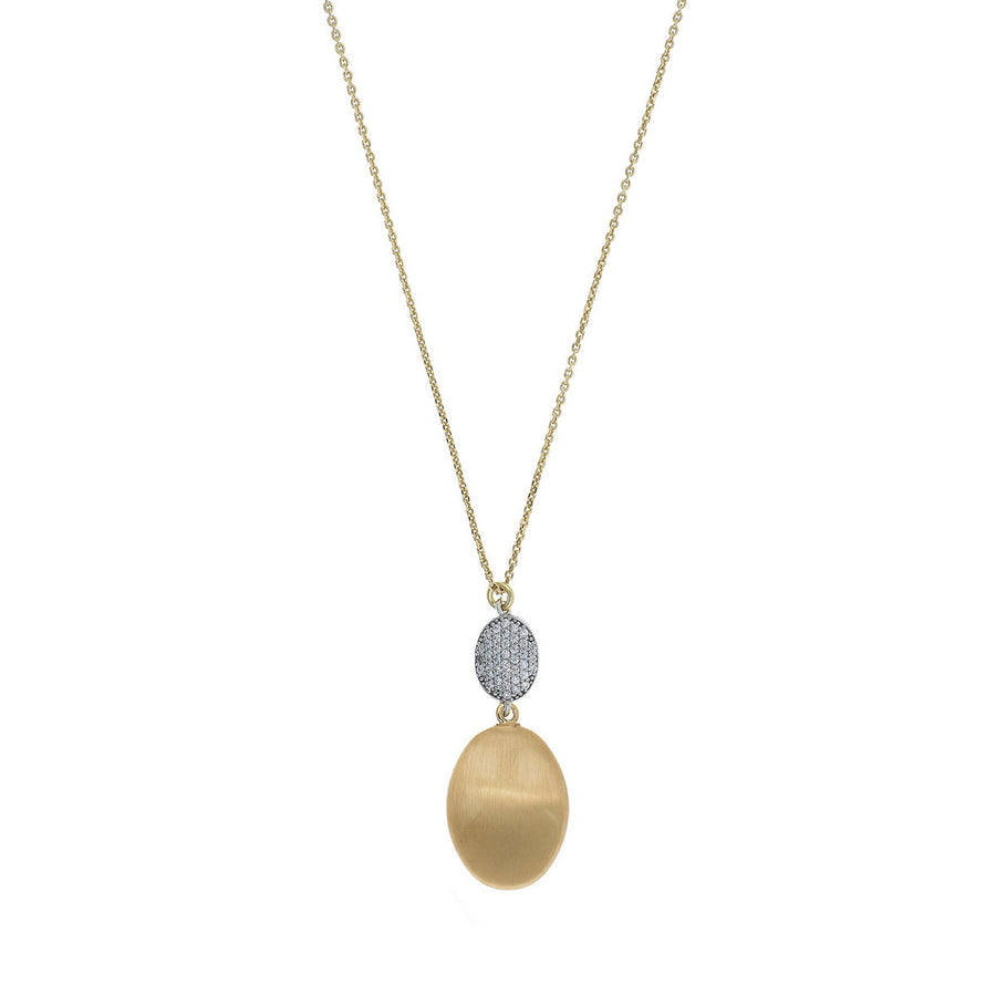 aquaforte i bicolore  brushed large oval with oval encrusted cz pendant