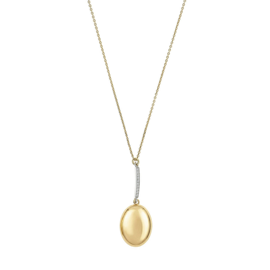 aquaforte i bicolore  polished large oval with curved encrusted cz pendant