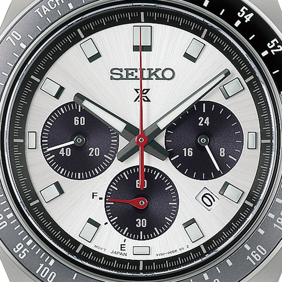 seiko prospex speedtimer racing solar chronograph in silver tone
