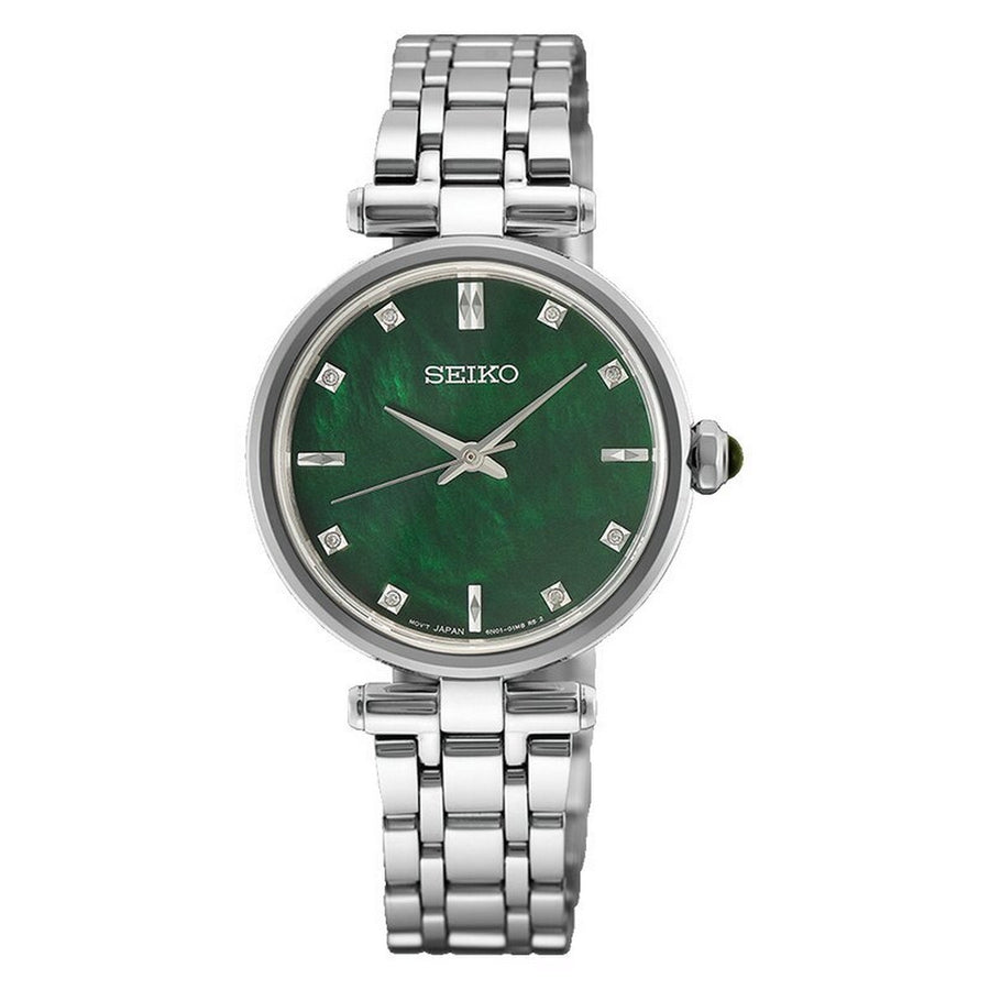 seiko ladies diamond 29mm stainless steel green dial