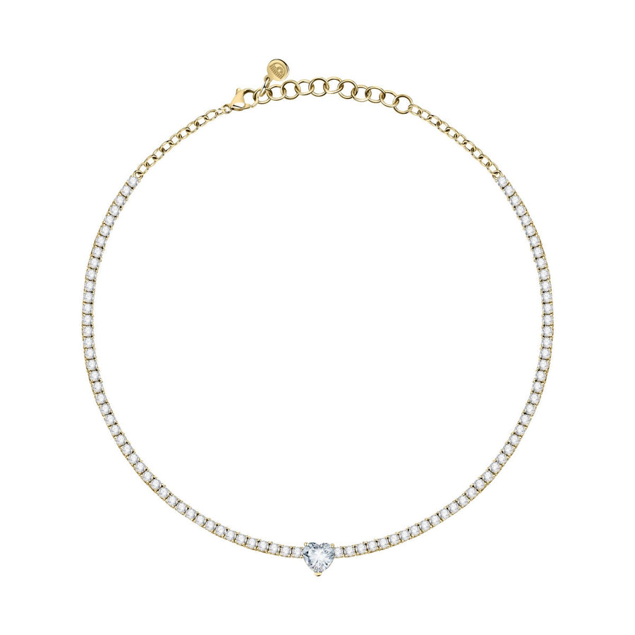 chiara ferragni diamond heart yg necklace 37cm + 5cm tennis with white heart stone