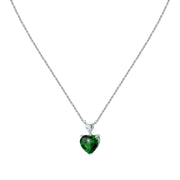 chiara ferragni diamond heart pendant 38cm + 4cm 1 emerald and 1 white heart stones