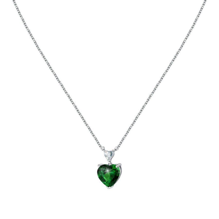 chiara ferragni diamond heart pendant 38cm + 4cm 1 emerald and 1 white heart stones