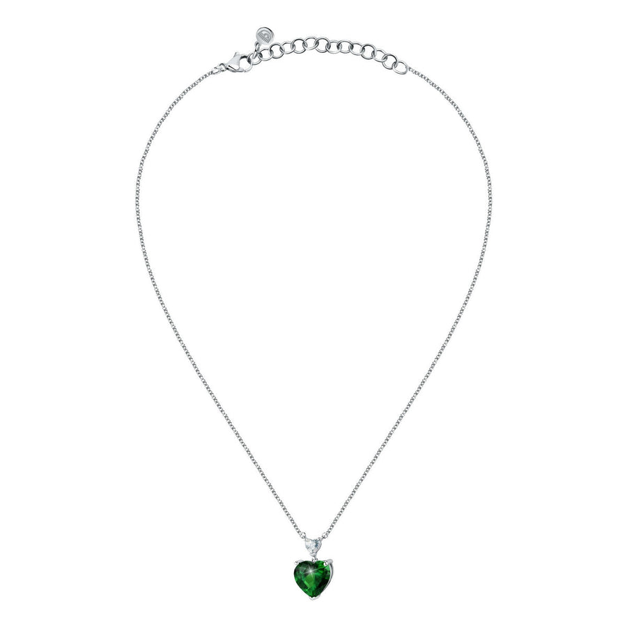 chiara ferragni diamond heart pendant 38cm + 4cm 1 emerald and 1 white heart stones