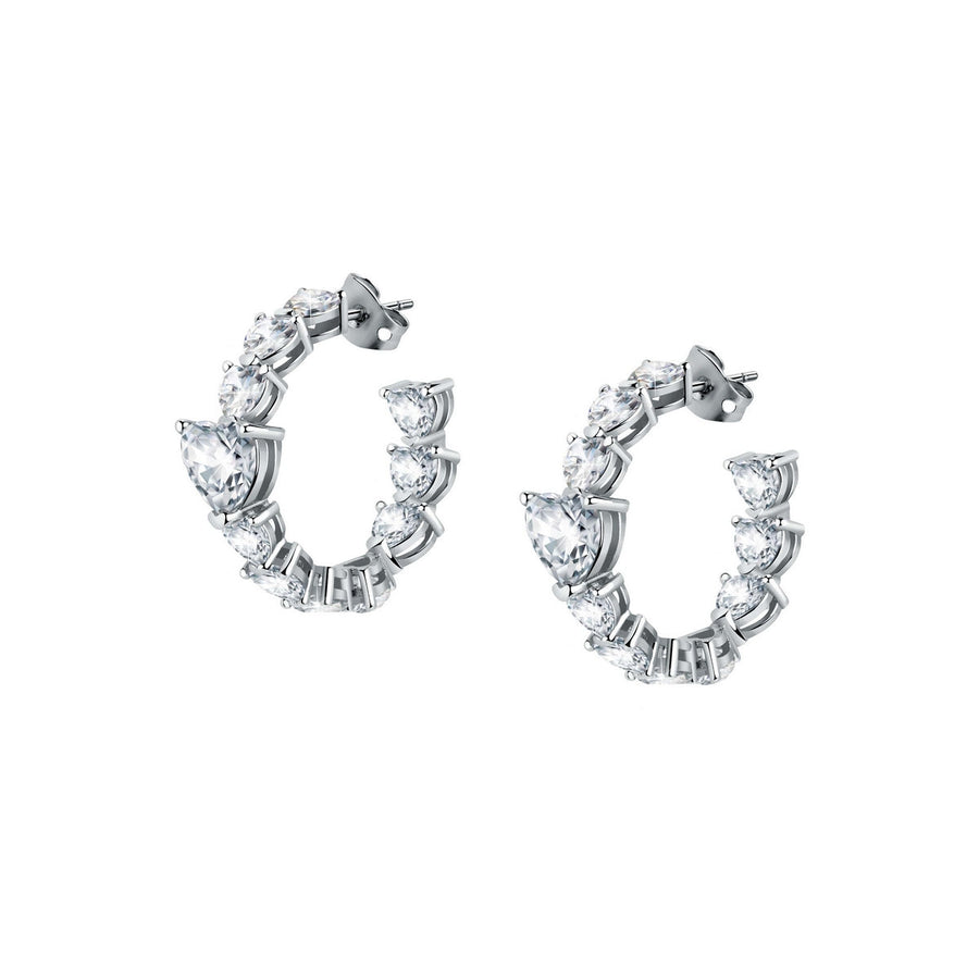 chiara ferragni diamond heart earrings hoop with white heart stones