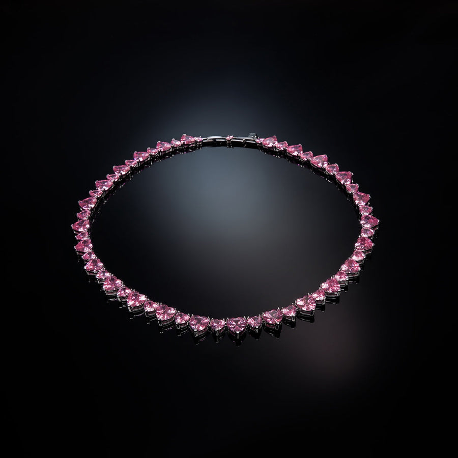 chiara ferragni pink infinity love diamond rose heart stones necklace 40cm +1.5cm