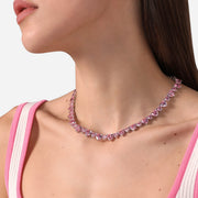 chiara ferragni pink infinity love diamond rose heart stones necklace 40cm +1.5cm